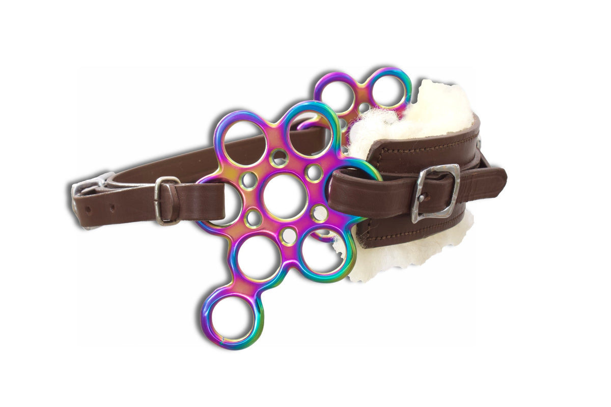 Hackamore western Flower irisé avec mouton, cuir noir ou marron