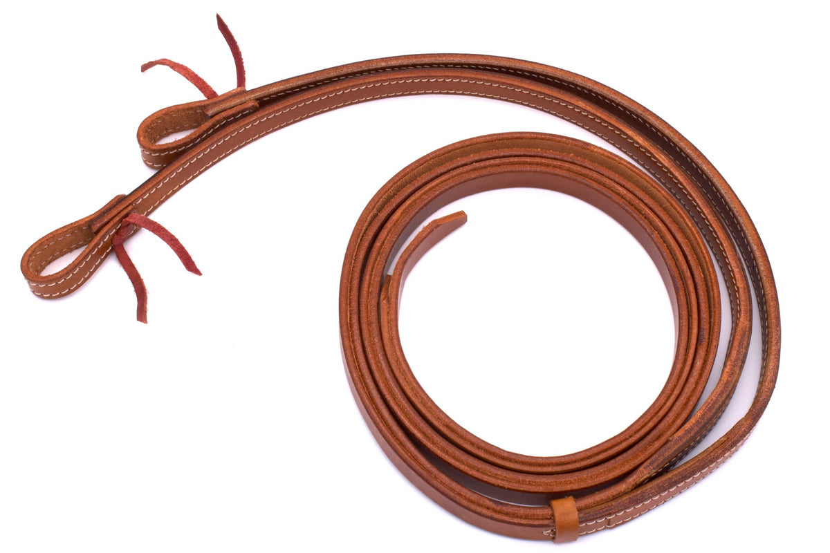 Split reins cuir harness medium oiled, water loops, 187 ou 220 cm