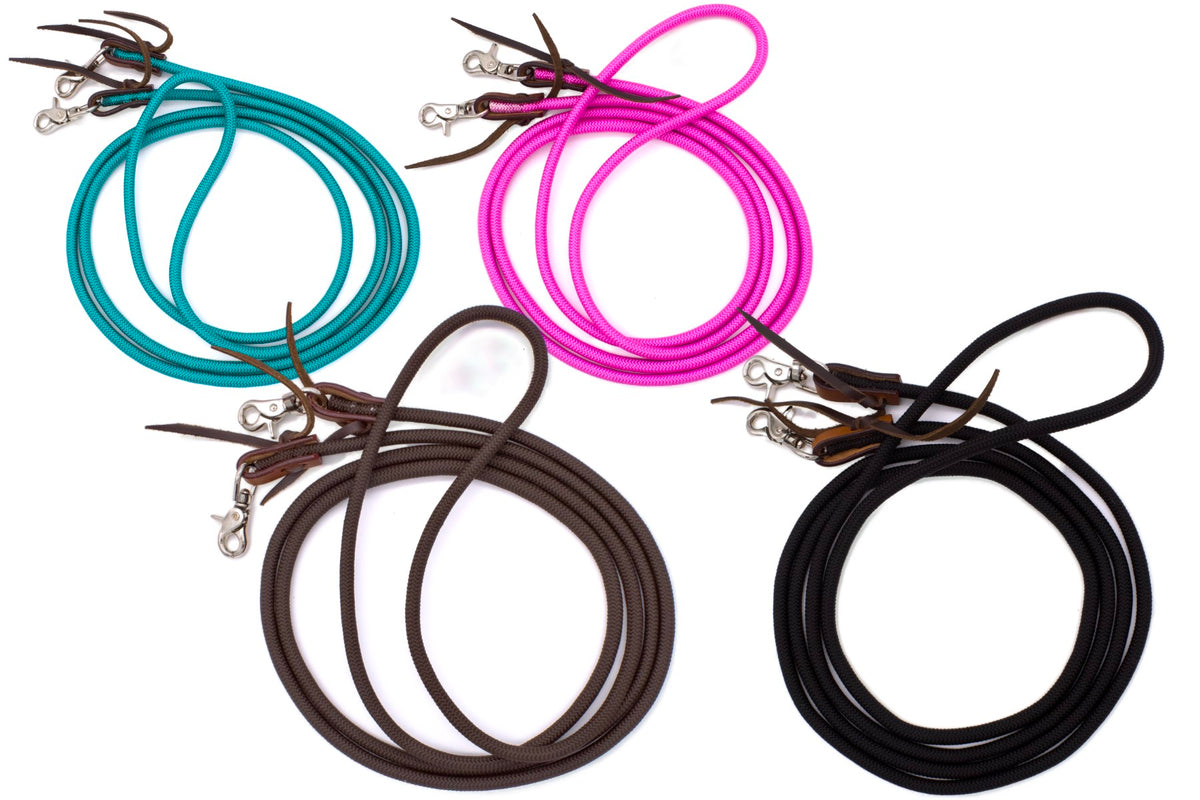 Rênes western fermées en nylon uni, 3,1 m, mousquetons
