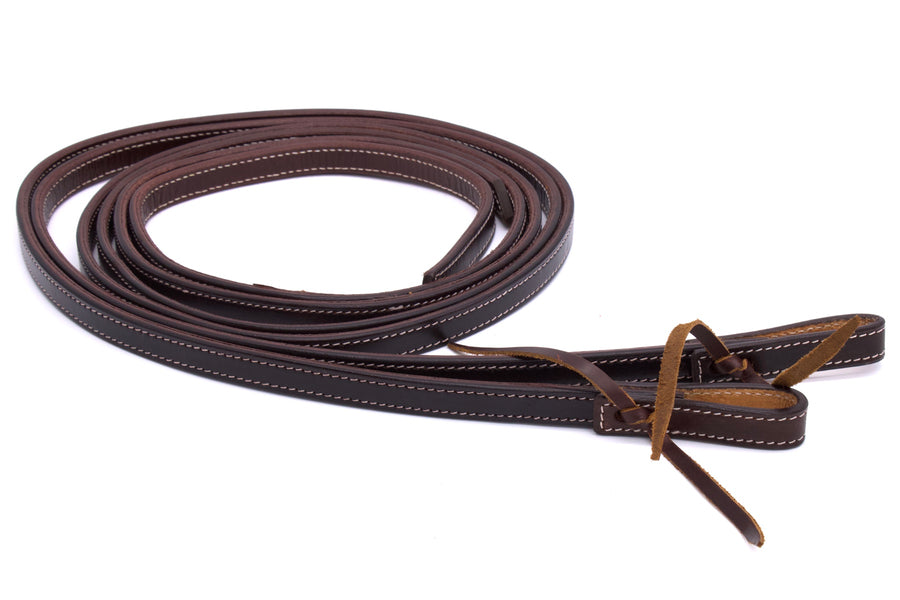 Split reins dark oiled surpiqûre pleine longueur, water loops, 220 cm