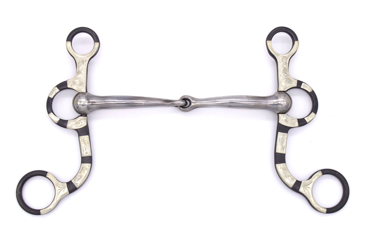 Mors western argentin à branches, ornements argentés, inox, 13,5 cm