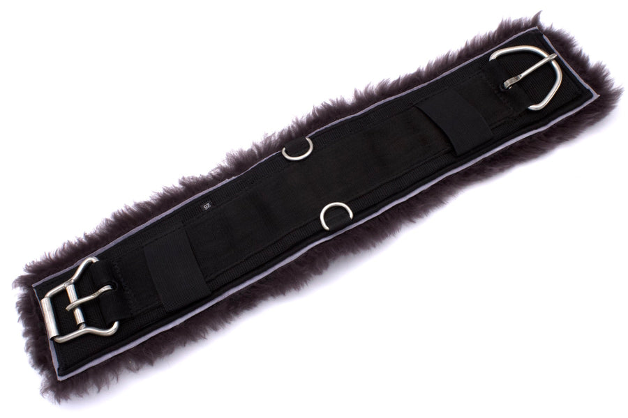 Sangle western en nylon avec mouton véritable amovible, marron