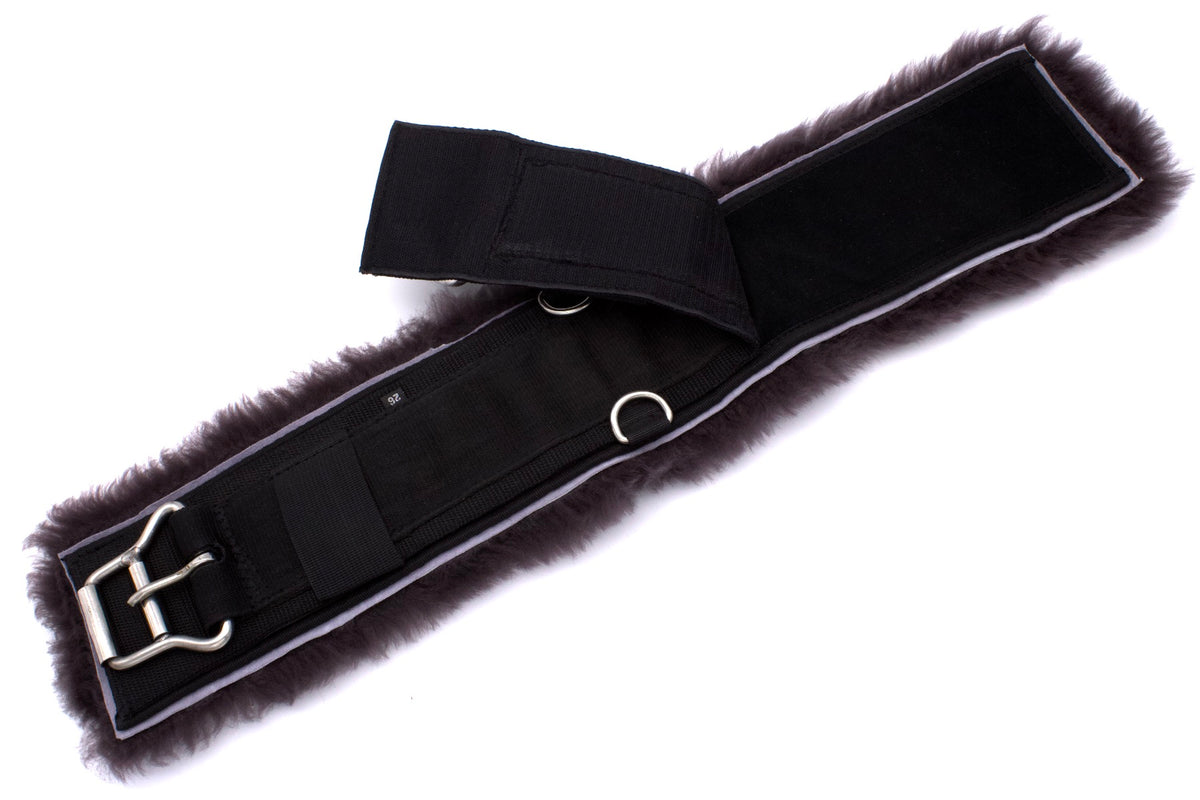 Sangle western en nylon avec mouton véritable amovible, marron