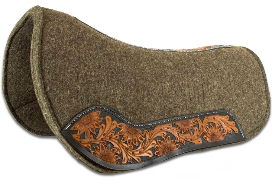 Tapis western round skirt extra large en feutre de laine 3,1 cm, 74 x 89