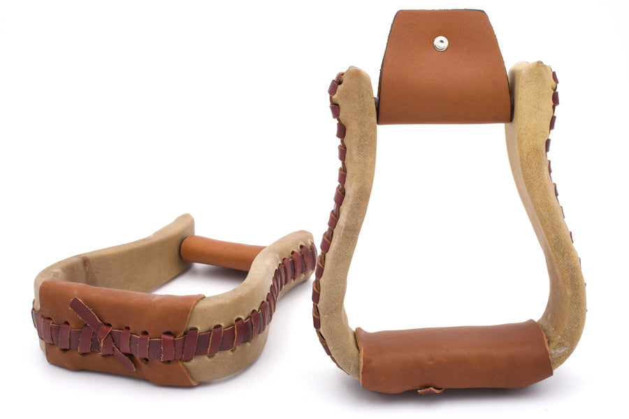 Étriers western recouverts de cuir brut, cuir argentin, la paire